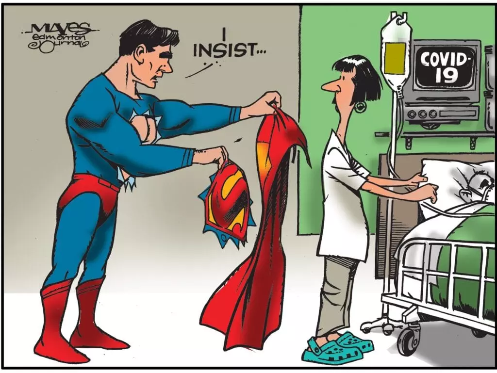 cartoon superman and a nurse